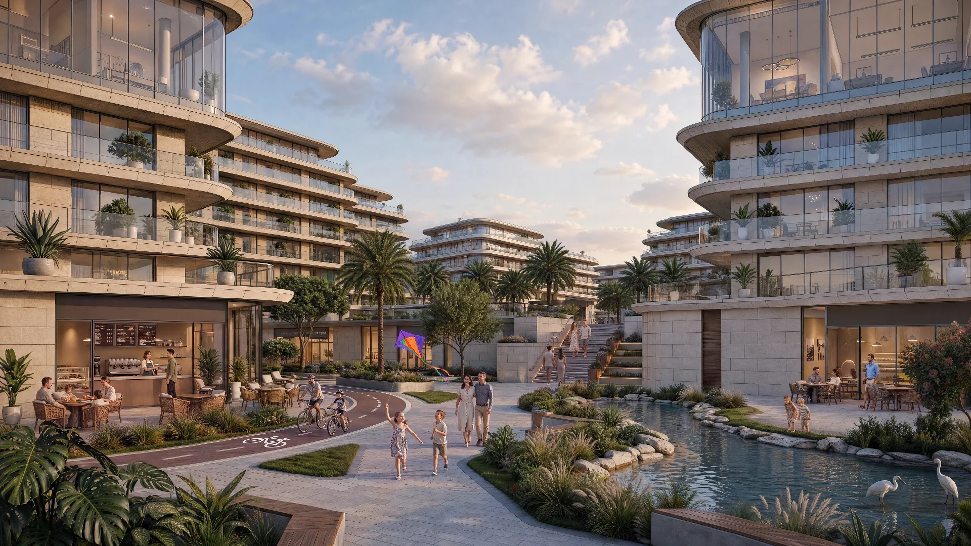 Car-free pedestrian environment at Mira Hills Abu Dhabi